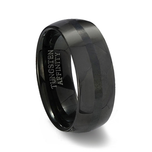 Black Polished Finish Tungsten Carbide Wedding Band  Brushed Black ...