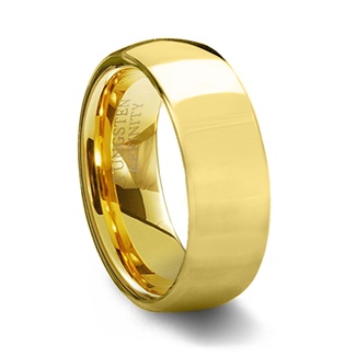 Gold Plated Tungsten Carbide Polished Wedding Ring