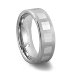 Mens Brushed Tungsten Carbide Pipe Cut Wedding Band