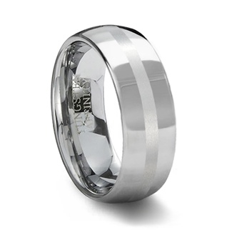 Polished Tungsten Ring with Brushed Center Design - Tungsten Affinity